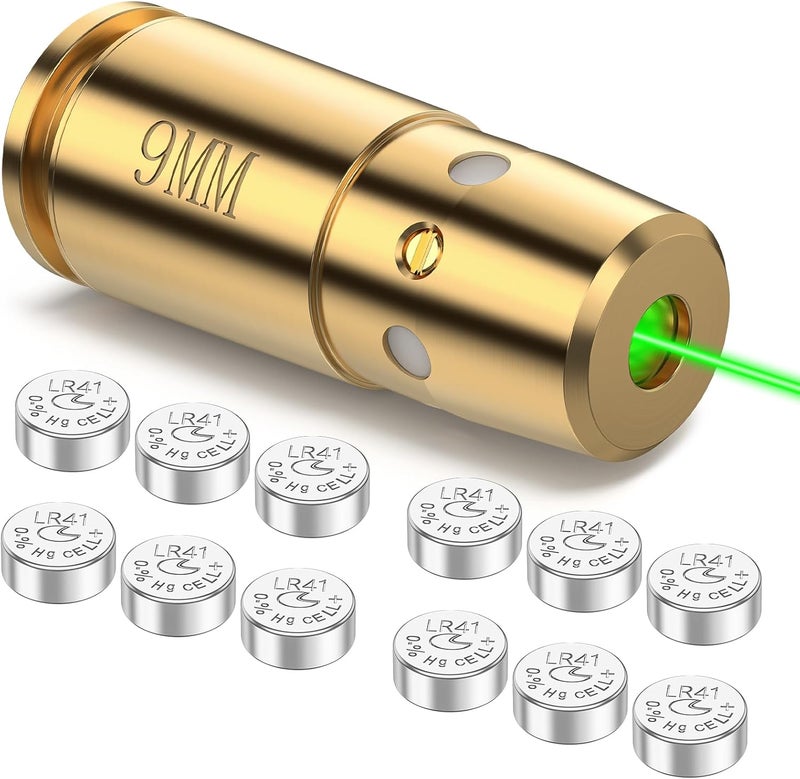 EZshoot Bore Sight 9mm Green Laser Boresighter with 12 Batteries - Image 1
